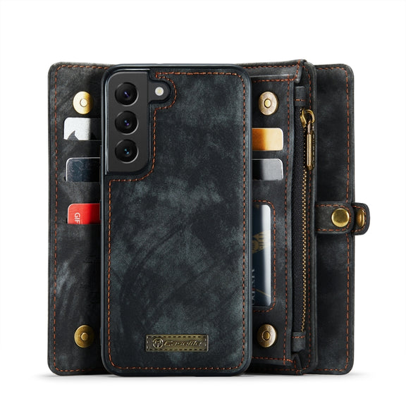 For Samsung Galaxy S22 5G CaseMe-008 Detachable Multifunctional Horizontal Flip Leather Case(Black)