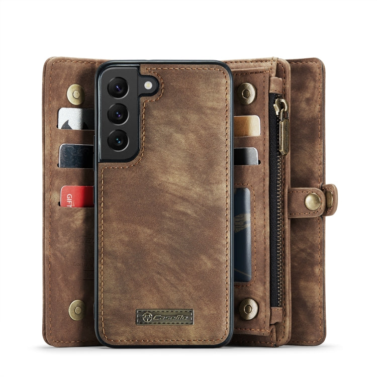 For Samsung Galaxy S22 5G CaseMe-008 Detachable Multifunctional Horizontal Flip Leather Case(Brown)
