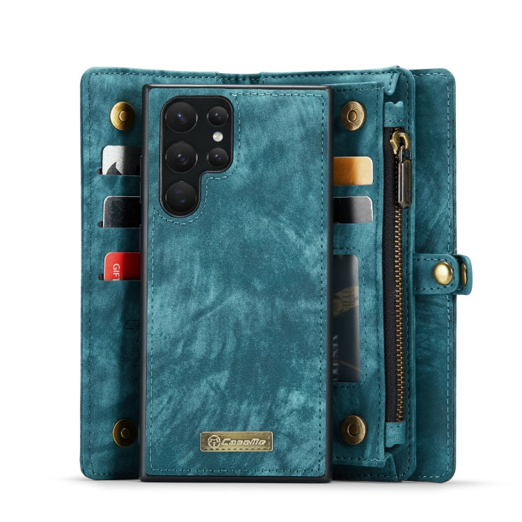For Samsung Galaxy S22 Ultra 5G CaseMe-008 Detachable Multifunctional Horizontal Flip Leather Case(Green)
