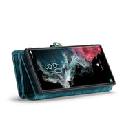 For Samsung Galaxy S22 Ultra 5G CaseMe-008 Detachable Multifunctional Horizontal Flip Leather Case(Green)