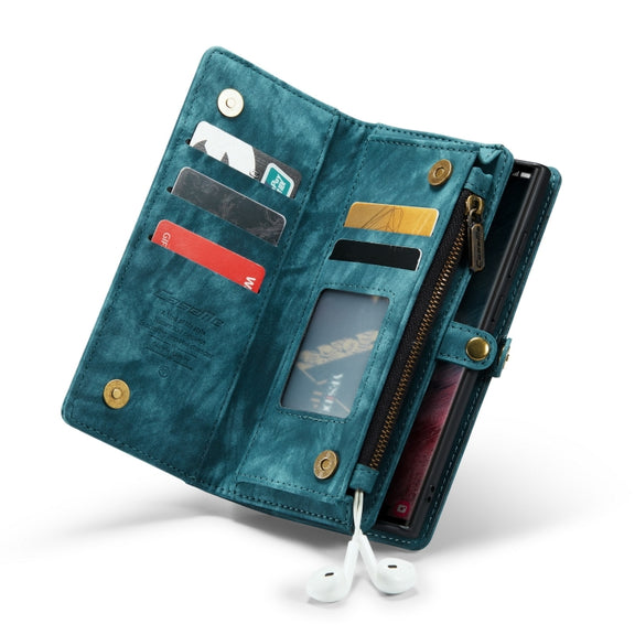 For Samsung Galaxy S22 Ultra 5G CaseMe-008 Detachable Multifunctional Horizontal Flip Leather Case(Green)