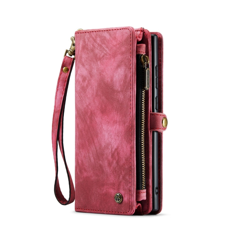 For Samsung Galaxy S22 Ultra 5G CaseMe-008 Detachable Multifunctional Horizontal Flip Leather Case(Red)