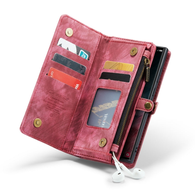 For Samsung Galaxy S22 Ultra 5G CaseMe-008 Detachable Multifunctional Horizontal Flip Leather Case(Red)