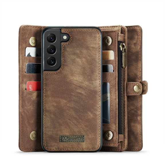 For Samsung Galaxy S22+ 5G CaseMe-008 Detachable Multifunctional Horizontal Flip Leather Case(Brown)