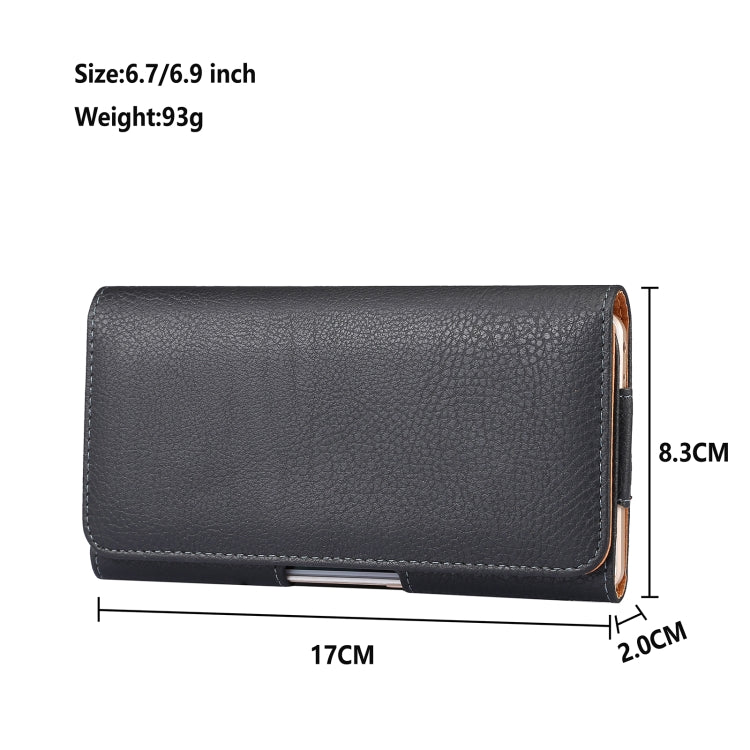 Litchi Texture Waist Hanging Phone Case For 6.7-6.9 inch Phone(Black)