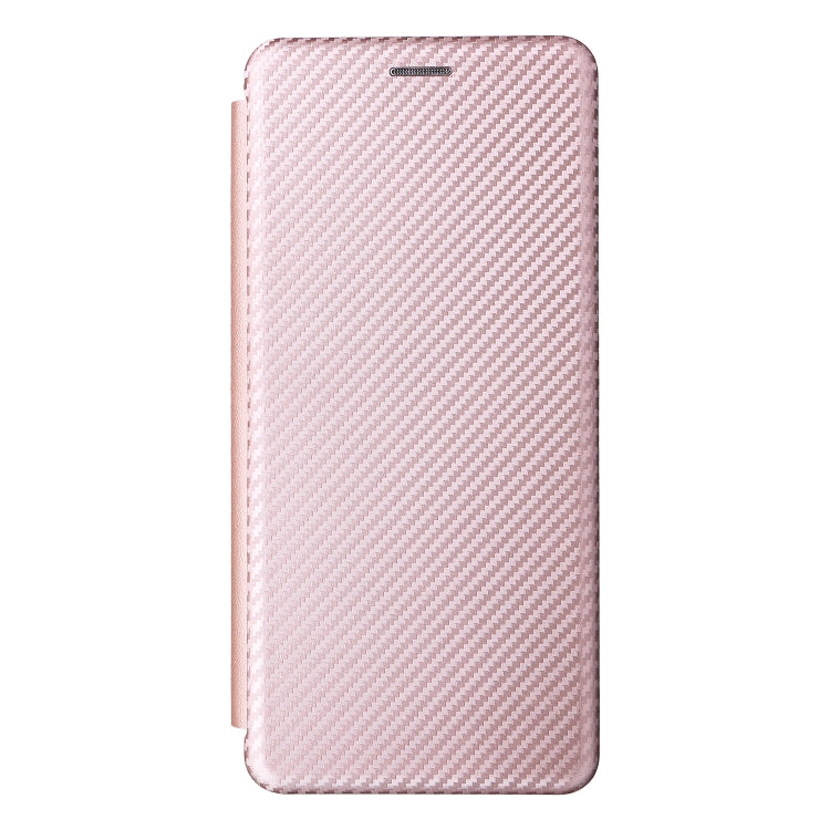 For Ulefone Note 12P Carbon Fiber Texture Horizontal Flip PU Phone Case(Pink)