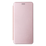 For Ulefone Note 12P Carbon Fiber Texture Horizontal Flip PU Phone Case(Pink)