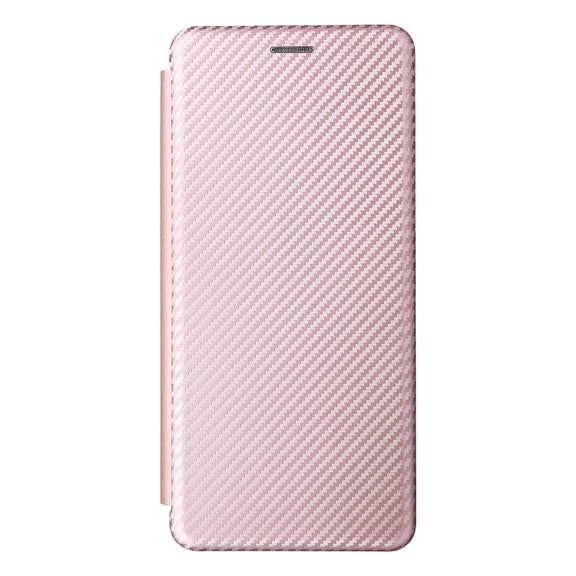 For Ulefone Note 12P Carbon Fiber Texture Horizontal Flip PU Phone Case(Pink)