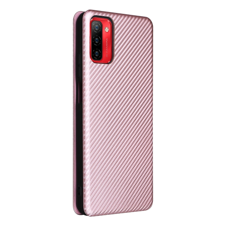 For Ulefone Note 12P Carbon Fiber Texture Horizontal Flip PU Phone Case(Pink)