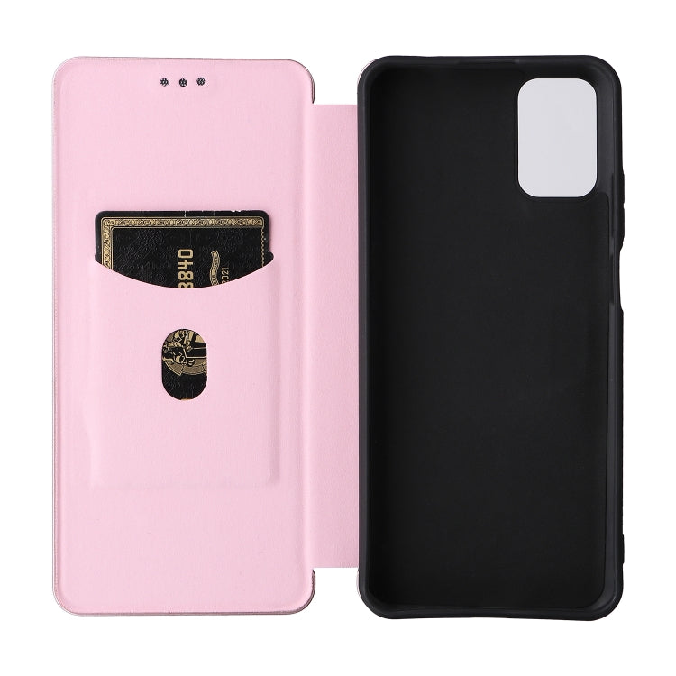 For Ulefone Note 12P Carbon Fiber Texture Horizontal Flip PU Phone Case(Pink)