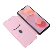For Ulefone Note 12P Carbon Fiber Texture Horizontal Flip PU Phone Case(Pink)