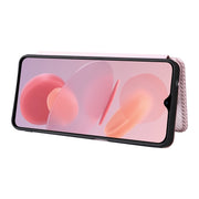 For Ulefone Note 12P Carbon Fiber Texture Horizontal Flip PU Phone Case(Pink)