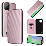 For Blackview A55 Carbon Fiber Texture Horizontal Flip PU Phone Case(Pink)