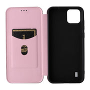 For Blackview A55 Carbon Fiber Texture Horizontal Flip PU Phone Case(Pink)