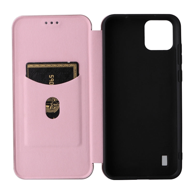 For Blackview A55 Carbon Fiber Texture Horizontal Flip PU Phone Case(Pink)