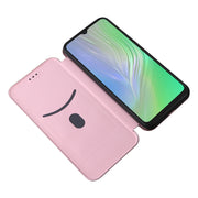 For Blackview A55 Carbon Fiber Texture Horizontal Flip PU Phone Case(Pink)