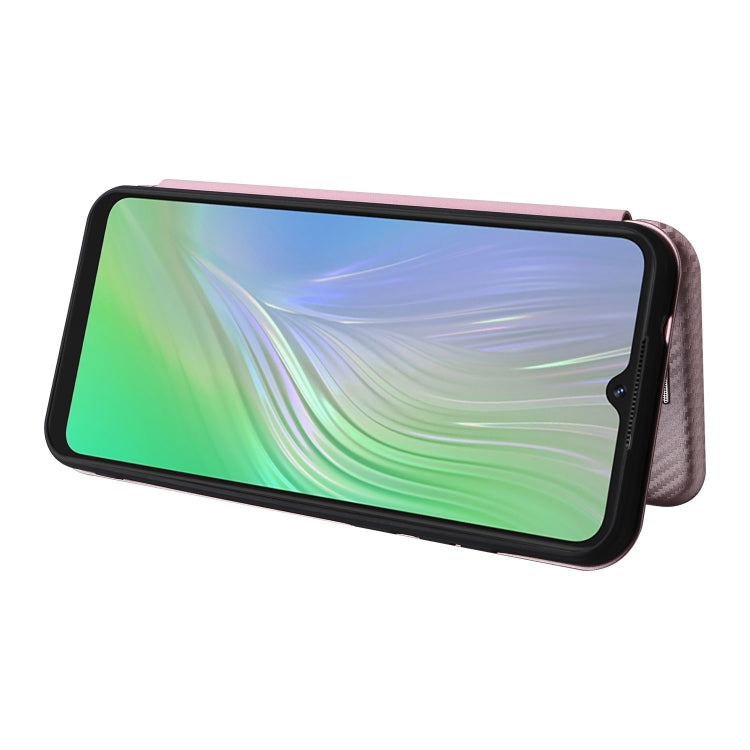 For Blackview A55 Carbon Fiber Texture Horizontal Flip PU Phone Case(Pink)