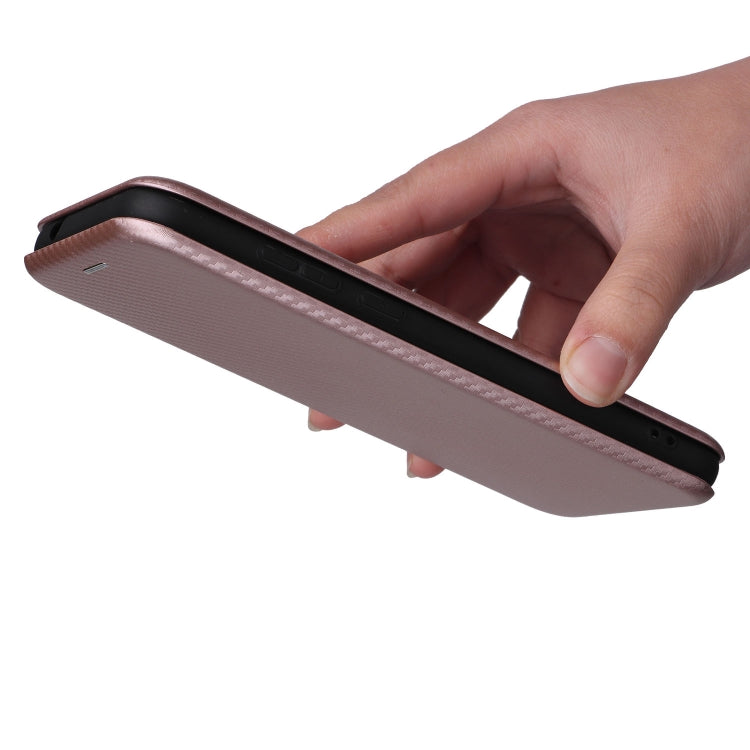 For Blackview A55 Carbon Fiber Texture Horizontal Flip PU Phone Case(Pink)