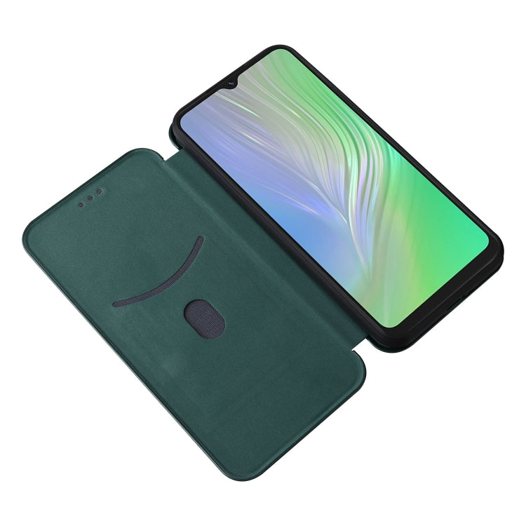 For Blackview A55 Carbon Fiber Texture Horizontal Flip PU Phone Case(Green)
