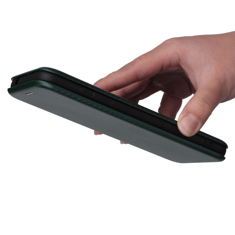For Blackview A55 Carbon Fiber Texture Horizontal Flip PU Phone Case(Green)