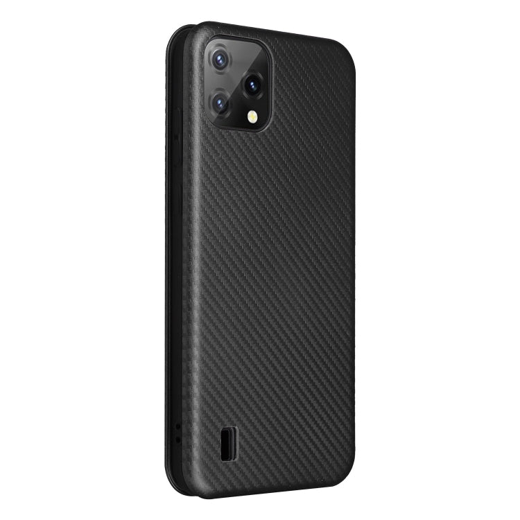 For Blackview A55 Carbon Fiber Texture Horizontal Flip PU Phone Case(Black)