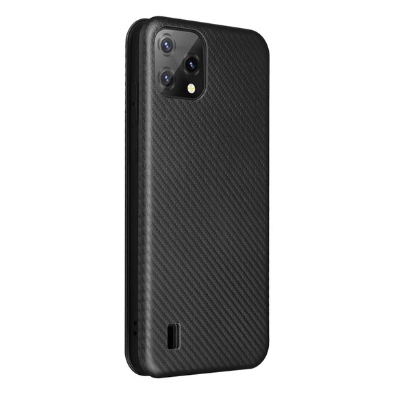 For Blackview A55 Carbon Fiber Texture Horizontal Flip PU Phone Case(Black)