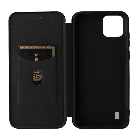 For Blackview A55 Carbon Fiber Texture Horizontal Flip PU Phone Case(Black)