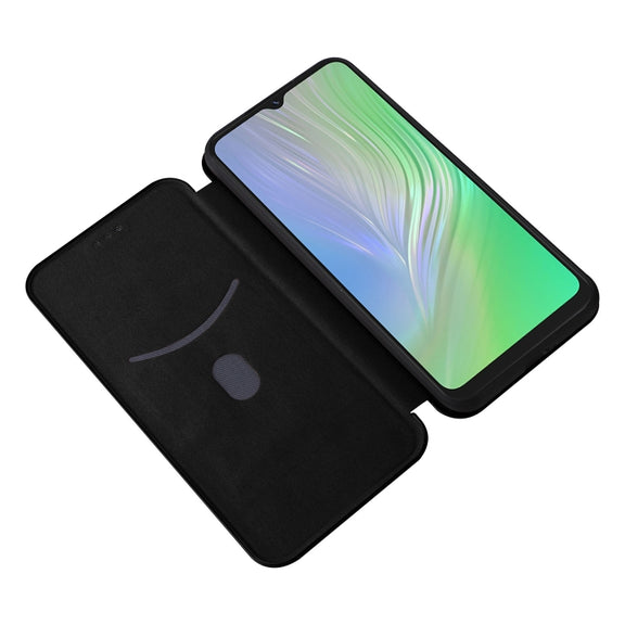 For Blackview A55 Carbon Fiber Texture Horizontal Flip PU Phone Case(Black)