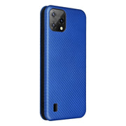 For Blackview A55 Carbon Fiber Texture Horizontal Flip PU Phone Case(Blue)