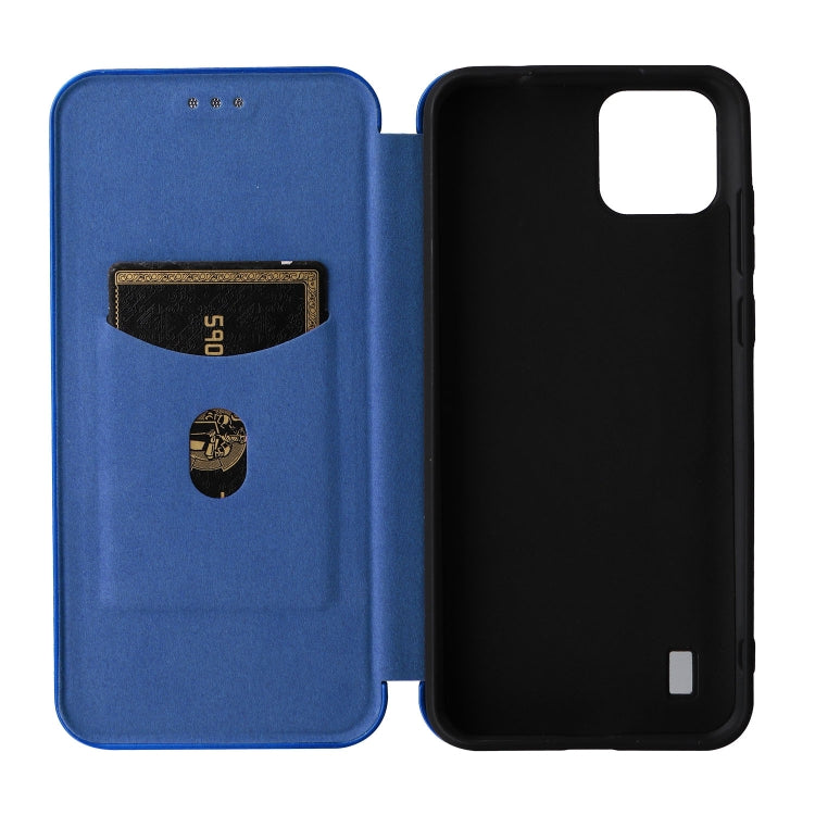 For Blackview A55 Carbon Fiber Texture Horizontal Flip PU Phone Case(Blue)