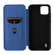 For Blackview A55 Carbon Fiber Texture Horizontal Flip PU Phone Case(Blue)