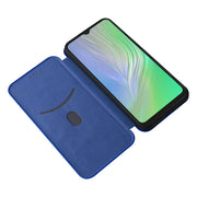 For Blackview A55 Carbon Fiber Texture Horizontal Flip PU Phone Case(Blue)