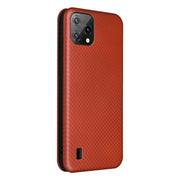 For Blackview A55 Carbon Fiber Texture Horizontal Flip PU Phone Case(Brown)
