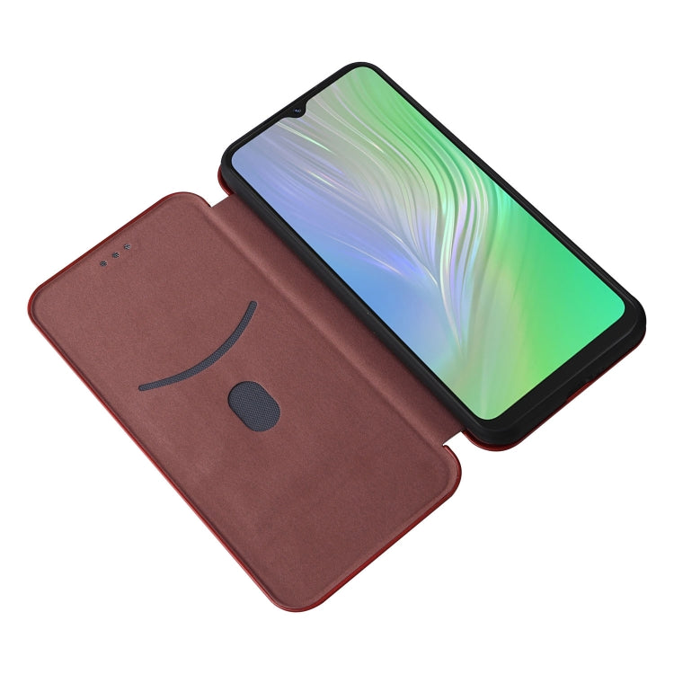 For Blackview A55 Carbon Fiber Texture Horizontal Flip PU Phone Case(Brown)