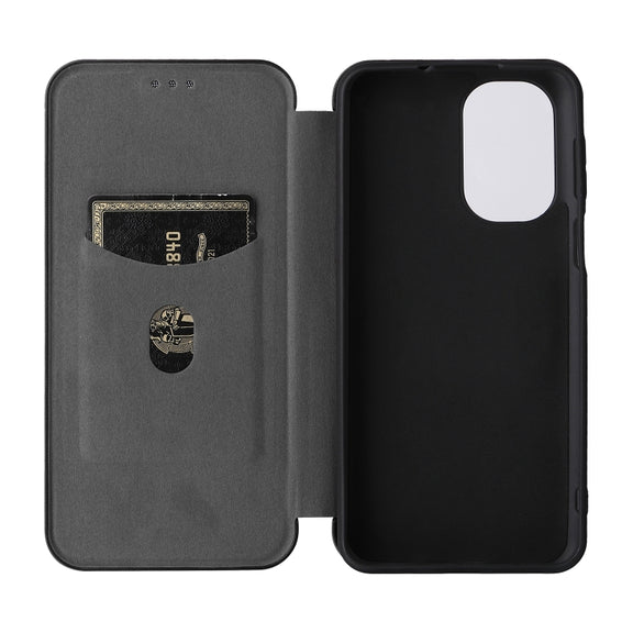 For Ulefone Note 13P Carbon Fiber Texture Horizontal Flip PU Phone Case(Black)