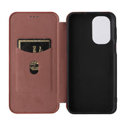For Ulefone Note 13P Carbon Fiber Texture Horizontal Flip PU Phone Case(Brown)