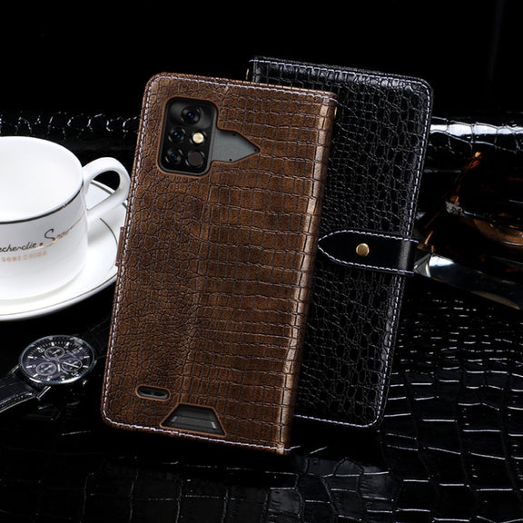 For Umidigi Bison Pro idewei Crocodile Texture Leather Phone Case(Black)