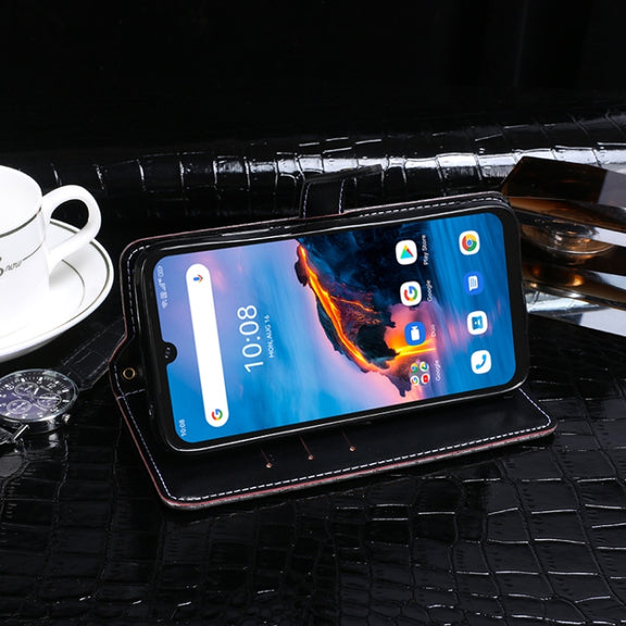 For Umidigi Bison Pro idewei Crocodile Texture Leather Phone Case(Black)