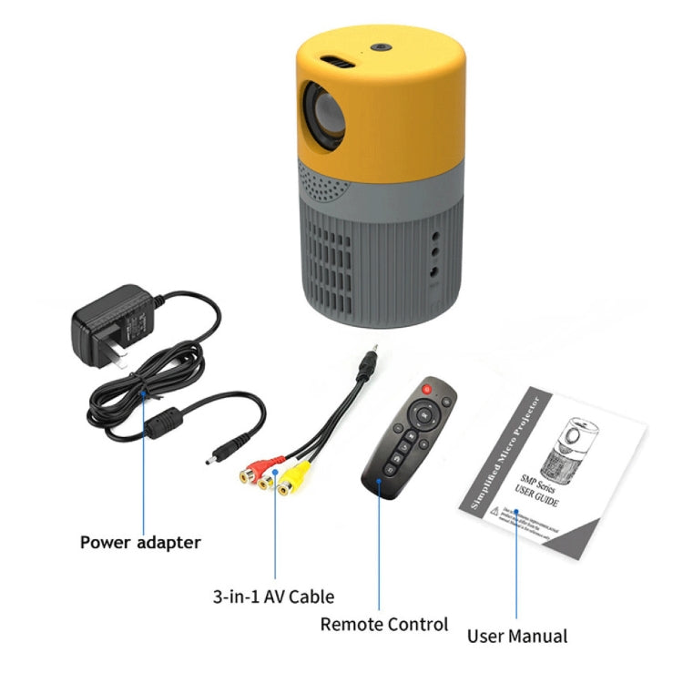 T400 100 inch Screen 3000 Lumens LED Mini Projector, Plug Type:EU Plug(Black White)