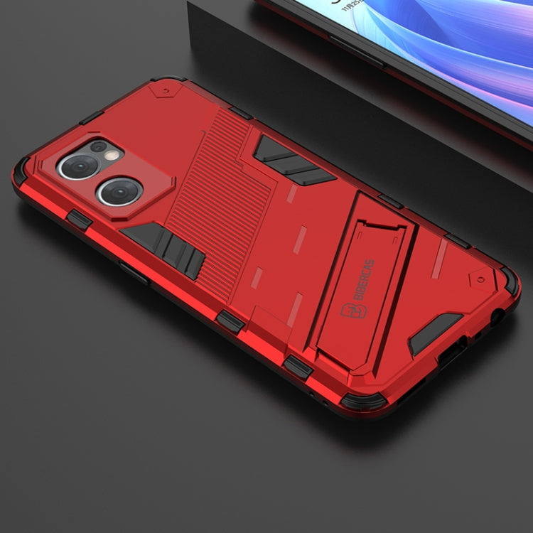 For OPPO Reno7 5G Global / Find X5 Lite Punk Armor 2 in 1 PC + TPU Shockproof Phone Case with Invisible Holder(Red)