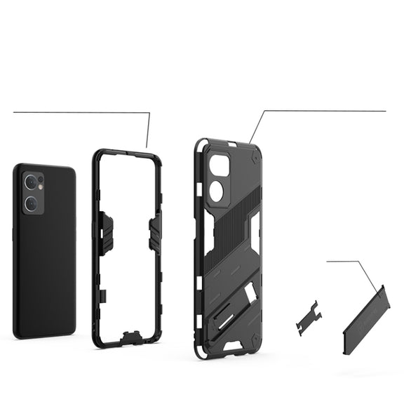 For OPPO Reno7 5G Global / Find X5 Lite Punk Armor 2 in 1 PC + TPU Shockproof Phone Case with Invisible Holder(Red)
