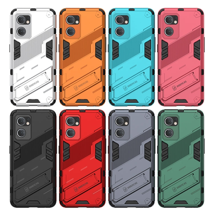 For OPPO Reno7 5G Global / Find X5 Lite Punk Armor 2 in 1 PC + TPU Shockproof Phone Case with Invisible Holder(Red)