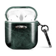 Oil Wax Leather Texture Earphone Protective Case with Hang Buckle For AirPods 1 / 2(Dark Green) - For AirPods 1/2 by PMc TechLife | Online Shopping South Africa | PMc TechLife | Buy Now Pay Later Mobicred