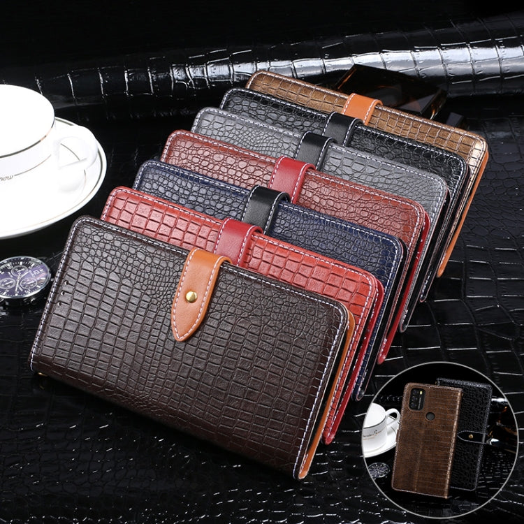 For Blackview A70 Pro idewei Crocodile Texture Leather Phone Case(Black)