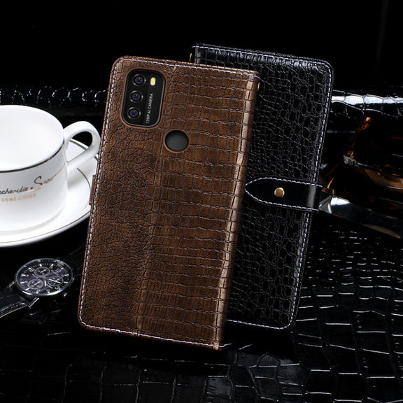 For Blackview A70 Pro idewei Crocodile Texture Leather Phone Case(Dark Blue)