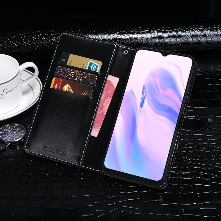 For Blackview A70 Pro idewei Crocodile Texture Leather Phone Case(Dark Blue)