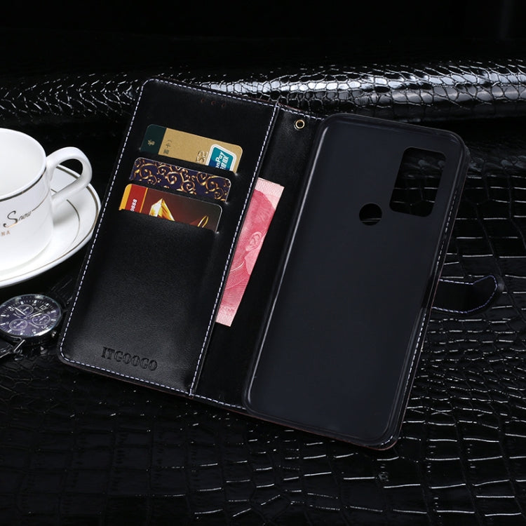 For TCL 30 SE idewei Crocodile Texture Leather Phone Case(Black)