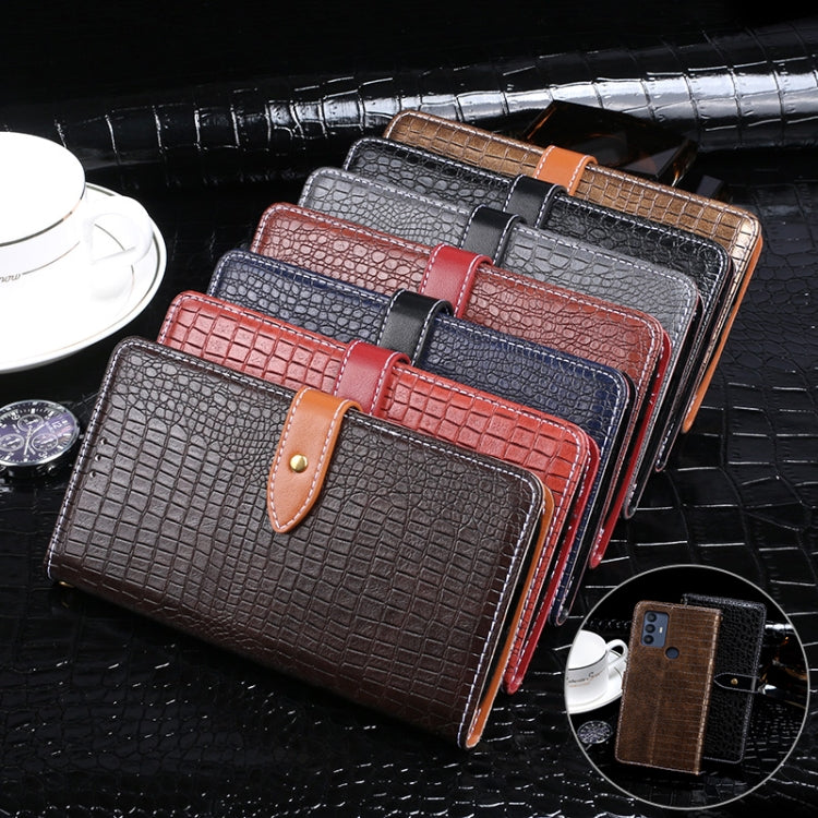 For TCL 30 SE idewei Crocodile Texture Leather Phone Case(Black)
