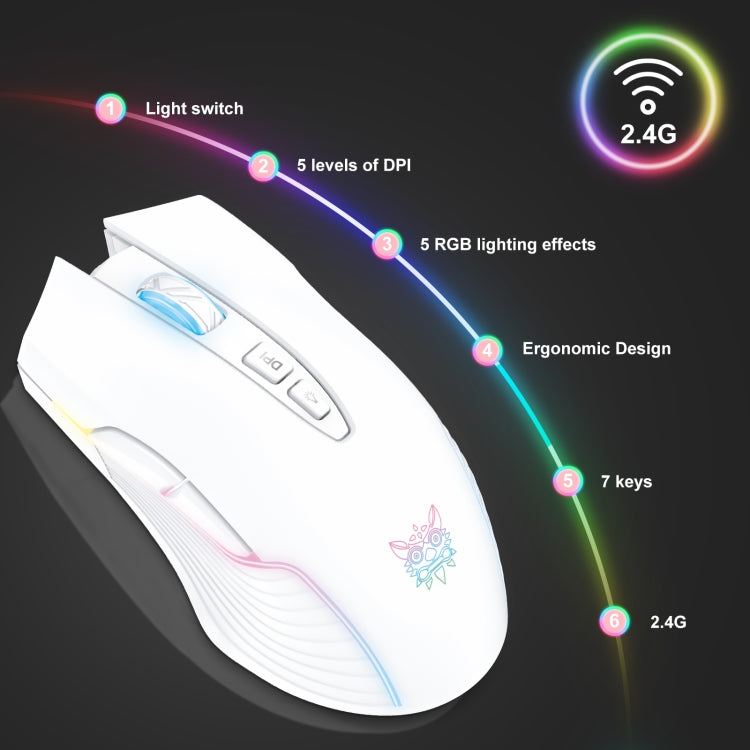 ONIKUMA CW905 2.4G RGB Lighting Wireless Mouse (Grey White)