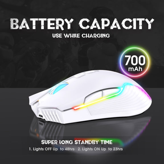 ONIKUMA CW905 2.4G RGB Lighting Wireless Mouse (Grey White)